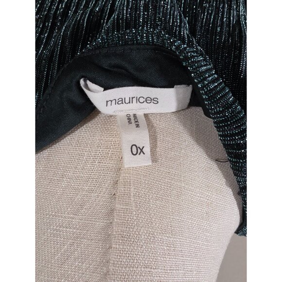 Shimmery Green Long Sleeve V-Neck Tiered Midi Dress XL Maurices - Picture 10 of 12